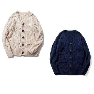 Couple Matching Cable-knit Cardigan White - Xxl