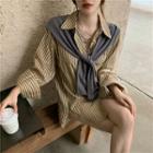 Stripe Long-sleeve Shirt / Shawl