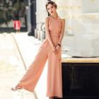 Spaghetti-strap Halter Neck Wide Leg Jumpsuit