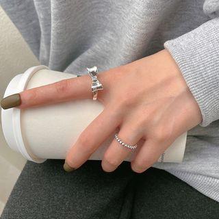 Bow Alloy Open Ring / Textured Alloy Open Ring