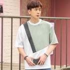 Crew-neck Color-block Neoprene T-shirt