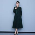 Long-sleeve Tasseled Midi A-line Qipao Dress