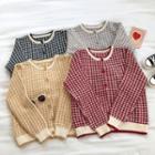 Color-block Plaid Single-breasted Long-sleeve Cardigan