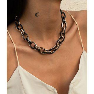 Chunky Chain Choker 3782 - Gold & Black - One Size