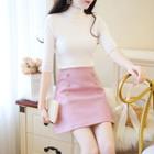Set: Plain Knit Top + Rhinestone A-line Skirt