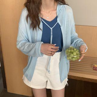 Tie-front Hooded Cardigan