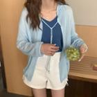Tie-front Hooded Cardigan