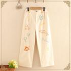 Animals Embroidered Pants
