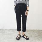 Pleated Cropped Suspender Pants
