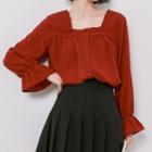 Square Neck Bell Sleeve Blouse