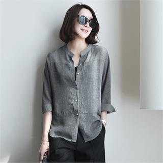 Mandarin-collar 3/4-sleeve Blouse