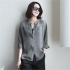 Mandarin-collar 3/4-sleeve Blouse