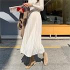 Long Accordion-pleated Skirt Cream - One Size