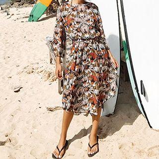 Set: Printed Bikini Top + Swim Shorts + Cover-up + Midi Skirt