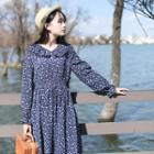 Floral Print Ruffle Collar Long Sleeve Dress
