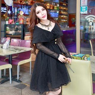 Long-sleeve Paneled A-line Dress