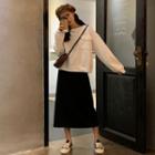 Pocketed Crewneck Sweatshirt / Elastic-waist Skirt