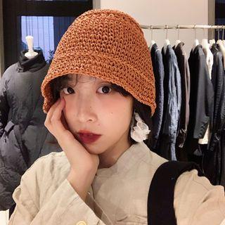Straw Bucket Hat Tangerine - One Size
