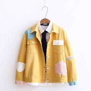 Lettering Patch Buttoned Jacket