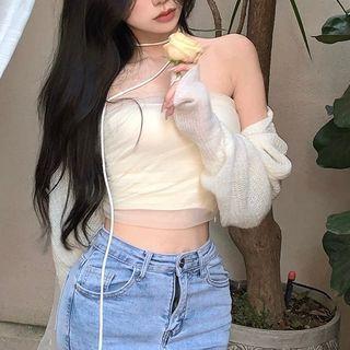 Mesh Camisole Top / Knit Shrug
