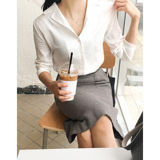 Notched-lapel Cotton Shirt