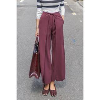 Wrap-front Wide-leg Pants