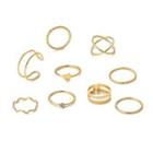 Set Of 9: Rhinestone / Alloy Ring (various Designs) Set Of 9 - 5508601 - Gold - One Size