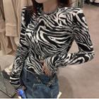 Zebra Print Long-sleeve Top Zebra - Black & White - One Size