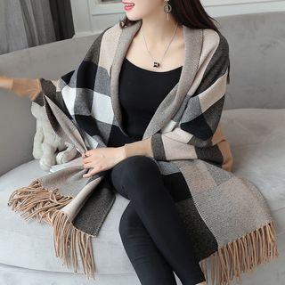 Plaid Fringed Cardigan