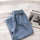 Plain High-waist Wide-leg Jeans Blue - One Size