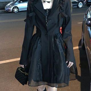 Mesh Overall Blazer / Spaghetti Strap A-line Dress