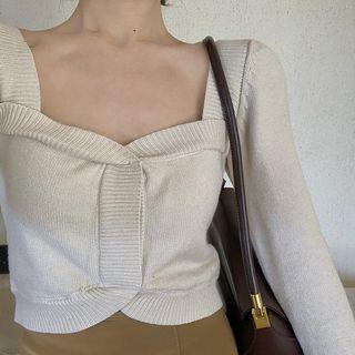Square Neck Sweater / Pencil Skirt