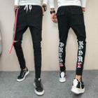 Cut-out Lettering Drawstring Pants