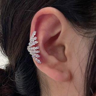 Rhinestone Ear Cuff 1 Pc - Clip On Earring - Silver - One Size
