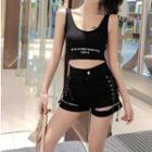 Cropped Tank Top / Lace-up Hot Pants