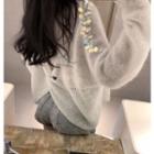 Sequined Open-back Sweater White - One Size