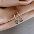 Faux Pearl Rectangle Dangle Earring 1 Pair - As Shown In Figure - One Size