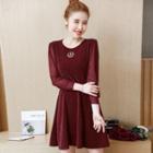 Crew-neck Long-sleeve A-line Dress