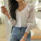 Ruffle-collar Sheer Blouse & Cami