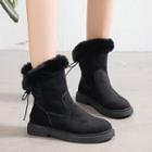 Furry Trim Lace-up Snow Boots