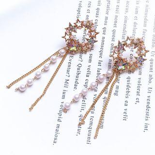 Faux Pearl Alloy Star Fringed Earring S925 Sterling Silver - As Shown In Figure - One Size