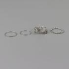 Set Of 4: Plain Ring + Butterfly Ring Set Of 4 - Silver - One Size