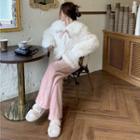 Fluffy Jacket / Wide Leg Pants