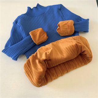 Turtle-neck Fleece-lined Long-sleeve Top