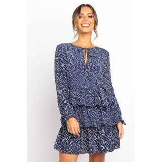 Long-sleeve Ruffled A-line Layered Dress