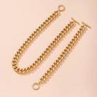 Chunky Chain Alloy Necklace T036 - Set Of 2 - Gold - One Size