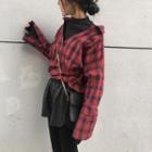 Mock-two Check Long-sleeve Loose-fit Blouse