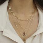 Set Of 3: Metallic Necklaces Gold - One Size