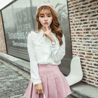 Bow Frilled Yoke Long-sleeve Blouse