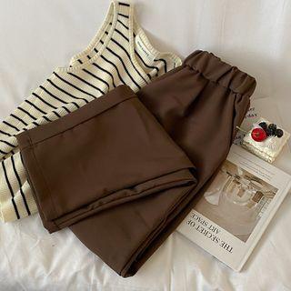 High Waist Straight Leg Pants Coffee - One Size